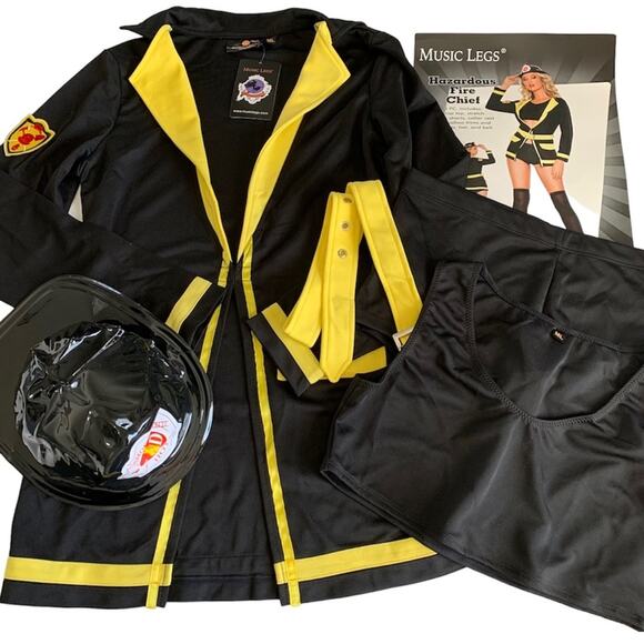 Music Legs Hazardous Fire Chief Adult Women’s Sexy Halloween Costume M/L - Picture 3 of 12